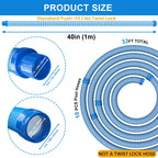 Poolvio Pool Vacuum Hose 33 Feet (10 x 40 Inch), 1.5 Inch Cuffs, Compatible with Most Inground Pool Automatic Cleaners, Blue