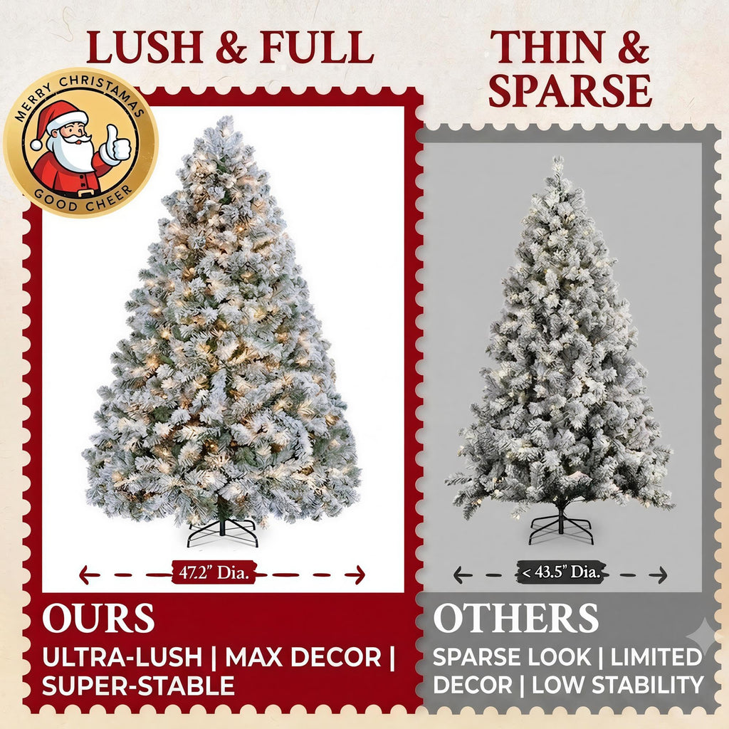 Yaheetech 6ft Pre-Lit Snow Flocked Artificial Christmas Tree, 250 Lights