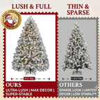 Yaheetech 6ft Pre-Lit Snow Flocked Artificial Christmas Tree, 250 Lights