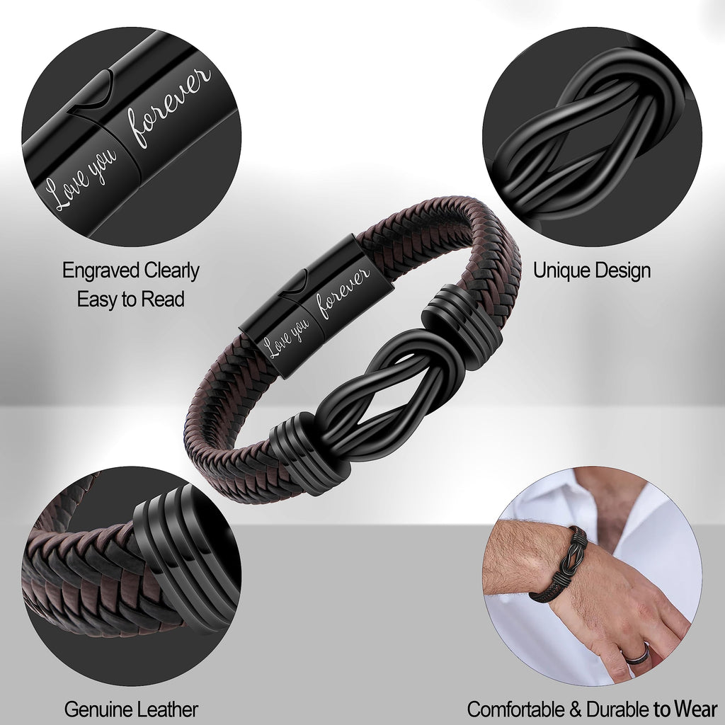 JoycuFF Gifts for Son Men Bracelet Personalized Infinity Knot Bracelet for Men Inspirational Birthday Christmas Graduation Gifts for Son from Mom Dad