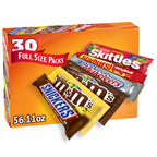 M&M'S, SNICKERS, 3 MUSKETEERS, SKITTLES & STARBURST Variety Pack Full Size Bulk Candy Assortment, 56.11 oz, 30 Bars