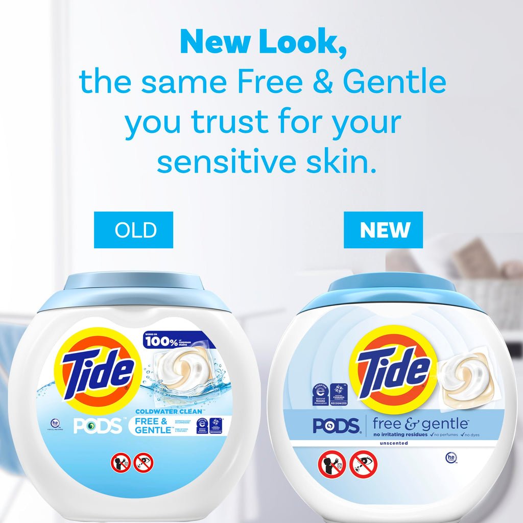 Tide PODS Free & Gentle laundry detergent, 76 ct, Trusted, gentle laundry detergent pods, 100% free of irritating residues: no added dyes and perfumes