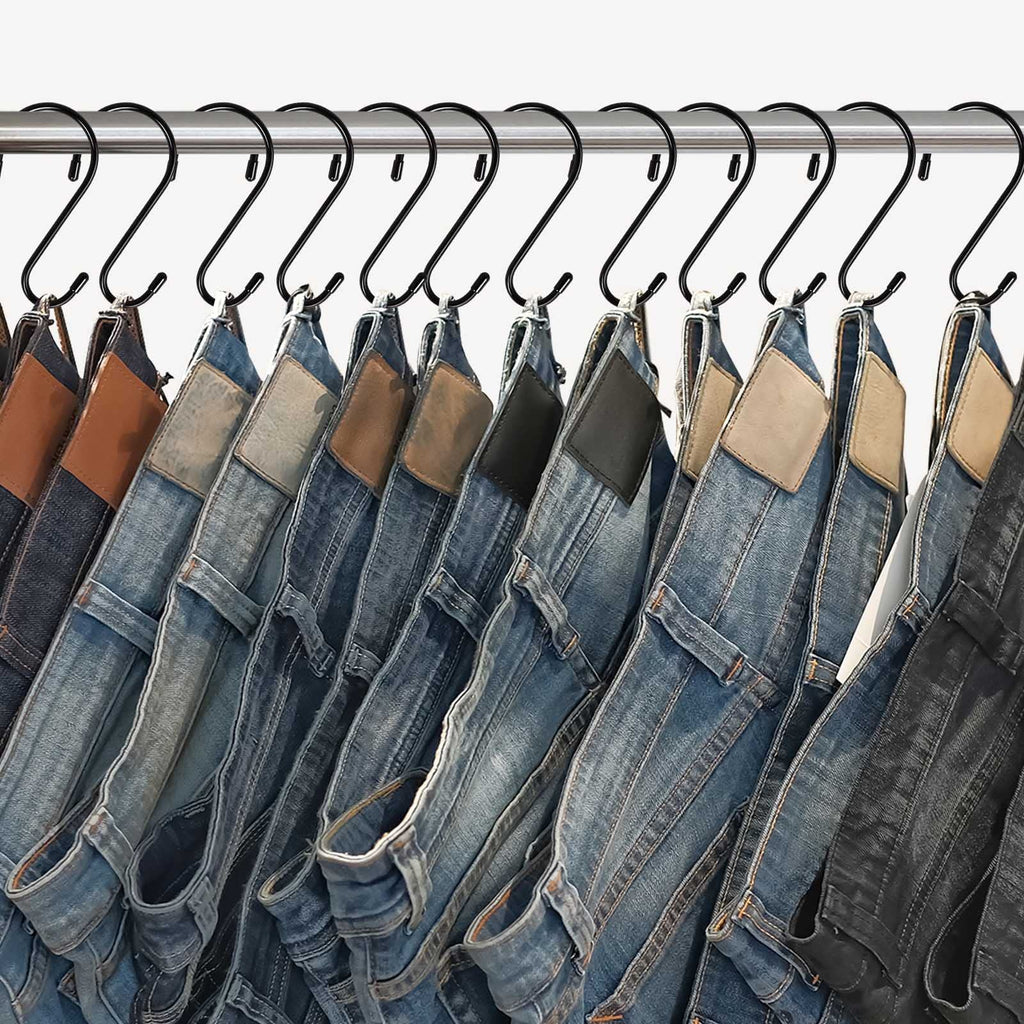 DINGEE 6 Inch 24 Pack Large S Hooks - Heavy Duty Non Slip White S Hooks with Rubber Stopper for Closet, Clothes, Jeans, Pot, Pan, Garden