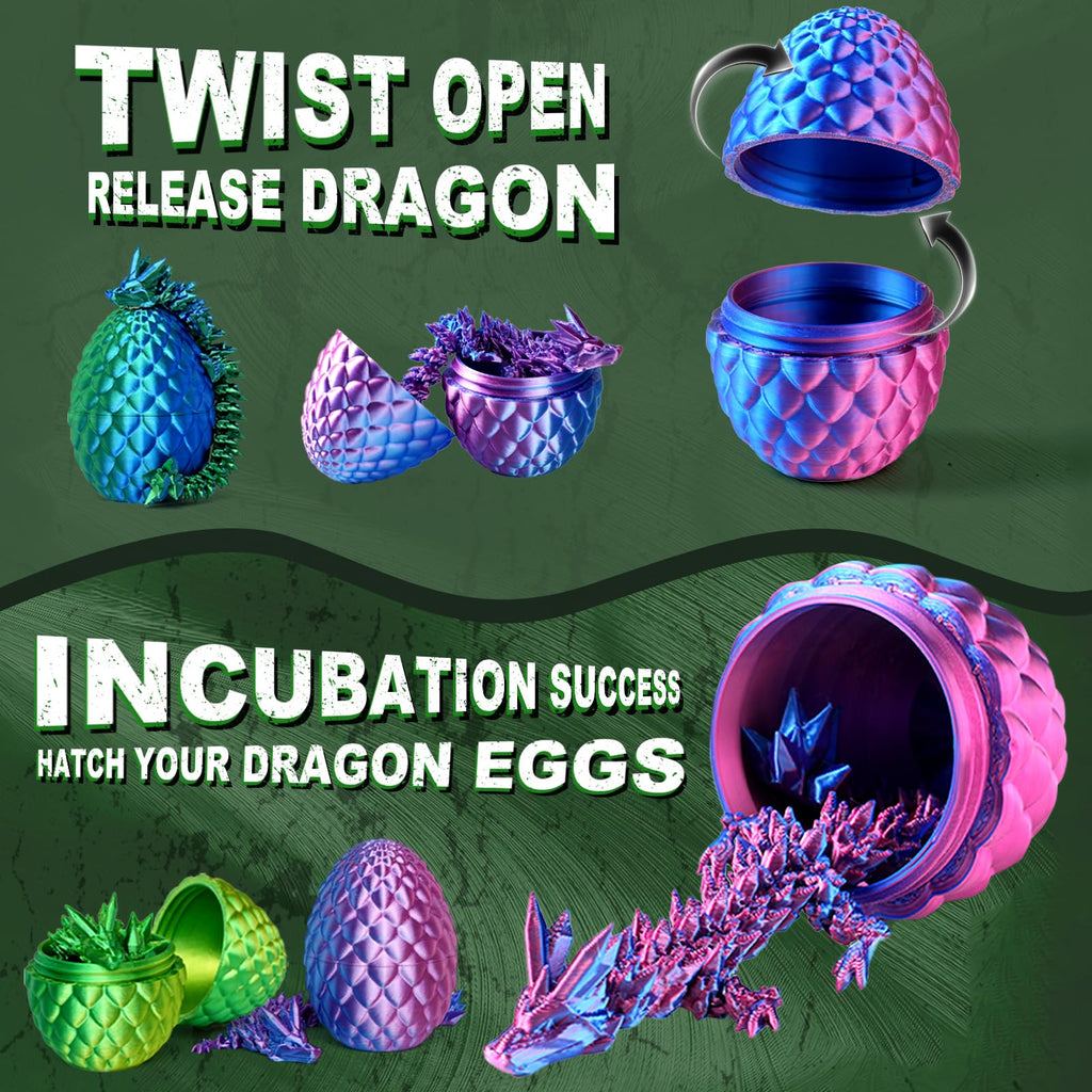 12PCS 3D Printed Dragon Eggs,Prefilled Easter Eggs with Dragon Fidget Toys