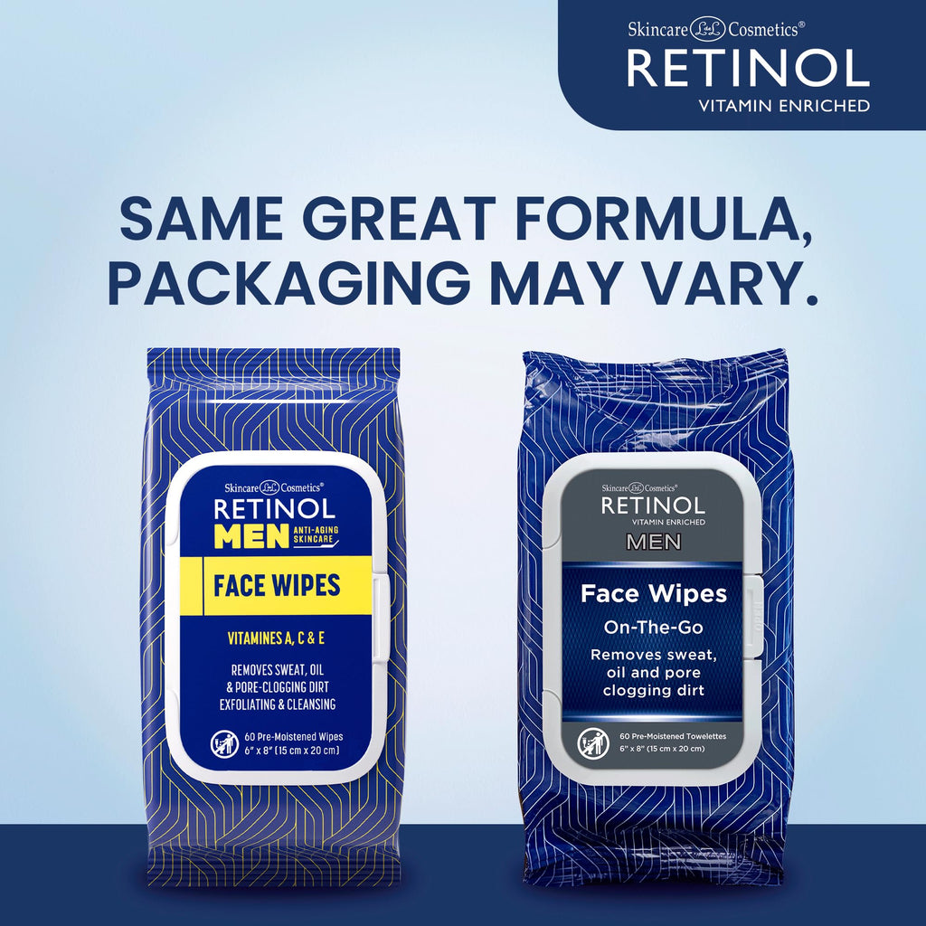 LIVAURA Retinol Men Facial Wipes Anti-Aging Cleansing Towelettes - Quickly cleanse face from sweat, oil and pore-clogging dirt without any heavy residue (60 Count (Pack of 1))