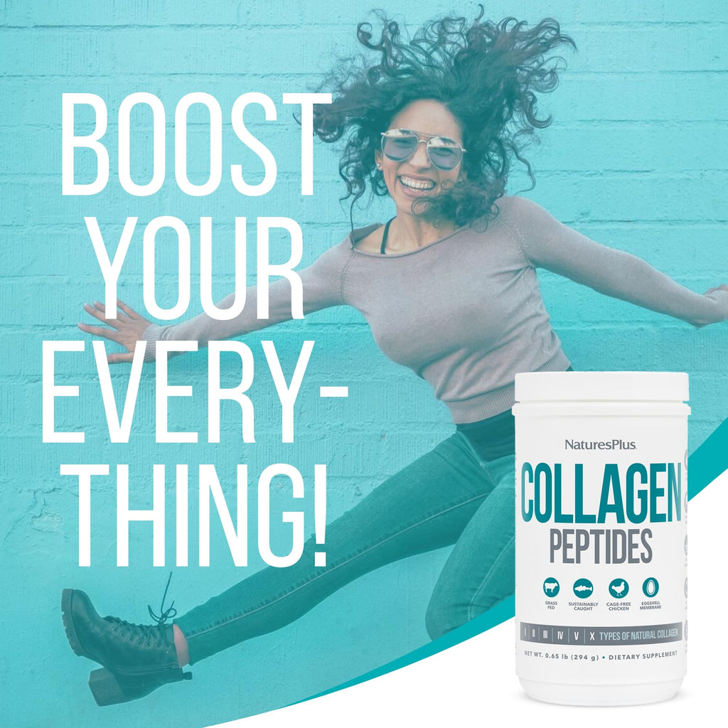 NaturesPlus Collagen Peptides - 0.65 lbs Powder, Pack of 2 - Hair, Skin, Nail & Joint Health, Immune System Support - Non-GMO, Gluten Free - Up to 56 Total Servings