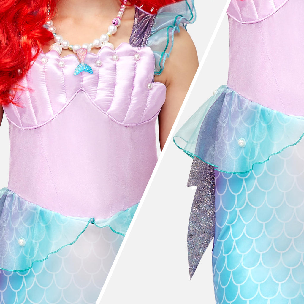 Spooktacular Creations Halloween Little Mermaid Costume with Mermaid Tail for Princess Girls 4-6 for Cosplay, Birthday Outfit