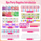 VESPRO 110PCS Spa Party Supplies for Girls, Spa Day Kit Include Face Masks Skincare, Hand Cream, Lip Balm, Under Eye Patches, Mini Hair Brush, Spa Birthday Sleepover Party Supplies for Teen Girls