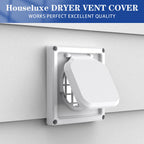 Houseluxe Dryer Vent Cover Outside 4 inch, Magnetic Door Design, Durable Airflow Vent with Lint Trap Screen, Thickened Material, 6 inch x 6 inch Size, White