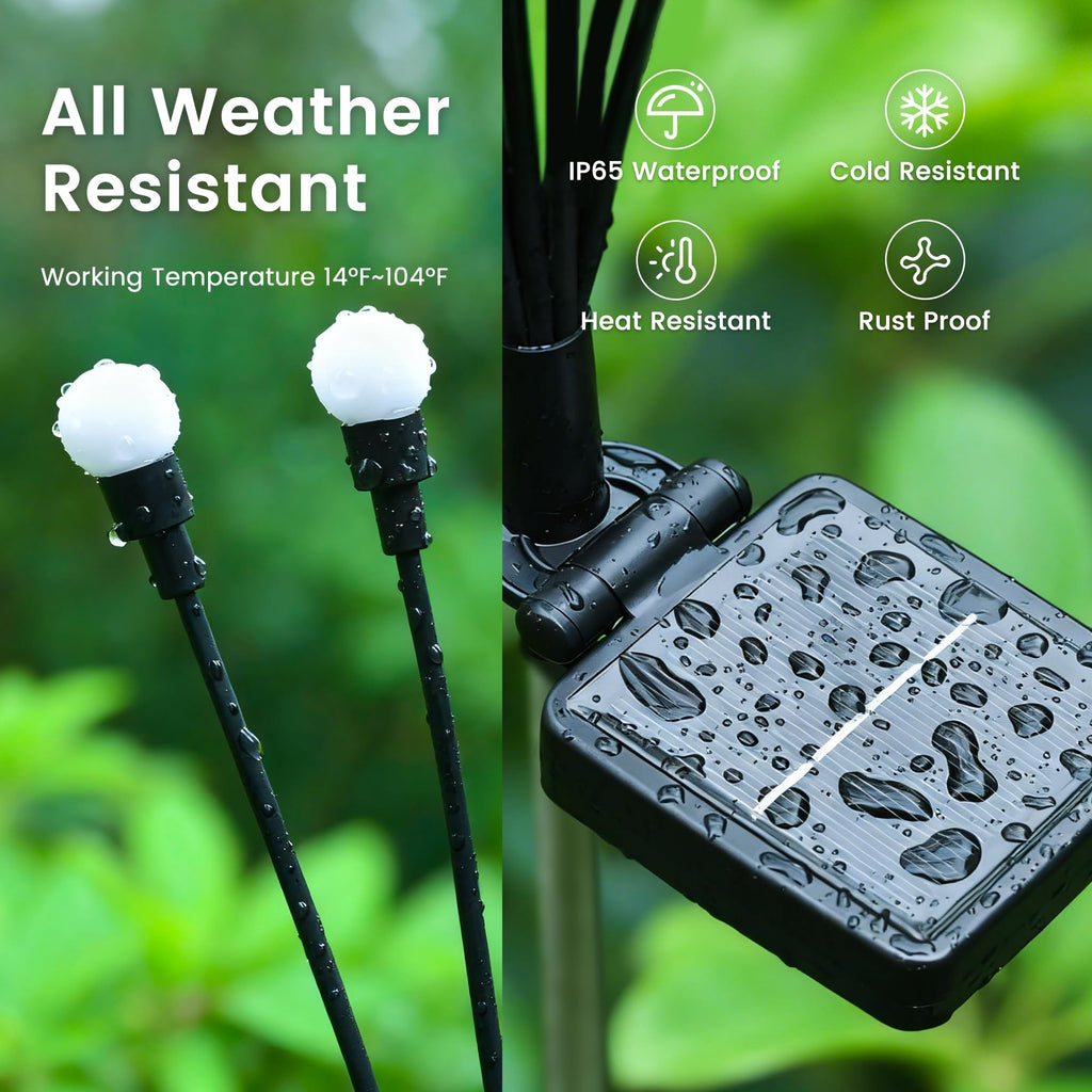 PATIOPIA Solar Garden Lights, LED Swaying Solar Lights Outdoor Waterproof, Warm White Firefly Outdoor Decorative Lights, Garden Decor, Yard, Patio, Pathway Decoration Gardening Gifts (6 Pack)
