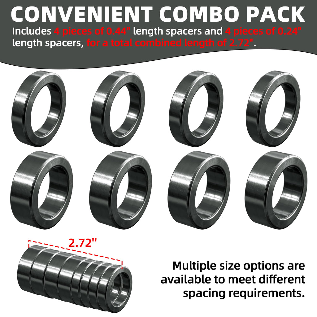 AR-PRO Wheel Hub Spacers – Metal 3/4" Axle Spacer Kit, Combo Pack with 4 x 1/2" and 4 x 1/4" Extension Sleeves for Lawn Tractors and Riding Mowers