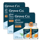 Grove Co. Glass Cleaner, Refill Concentrate (6 x 1 Fl Oz) Streak Free, Plant-based Household Cleaning Supplies, No Plastic Waste, Orange & Rosemary Fragrance, 3 x 2 Pack Refills