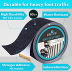Lifegrip Anti Slip Tape, 3 Inch x 25 Foot Non-Slip Traction Grip Tape for Stairs, Waterproof Stair Treads Grip Non Slip, Non Skid Tape for Steps, Outdoor Black Grip Tape (3" X 25')