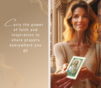 St Dymphna Bracelet - Saint Dymphna Prayer Card, The Lord's Prayer Card - Stretchable Round Saint Dymphna Bracelet with Purple and Amethyst Beads - St.Dymphna Bracelet and Cards Set of 3 Items