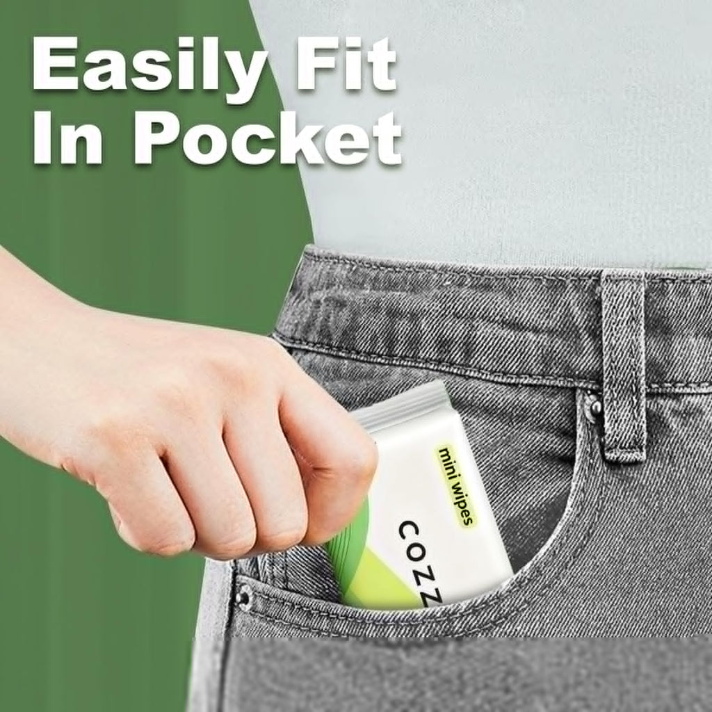 COZZY Ultra-Compact Mini Travel Wipes - Gentle & Skin-Friendly, Unscented, Alcohol-Free, Paraben-Free - Ideal for Adults, Kids & Babies - 24 Packs (168 Total Wipes)