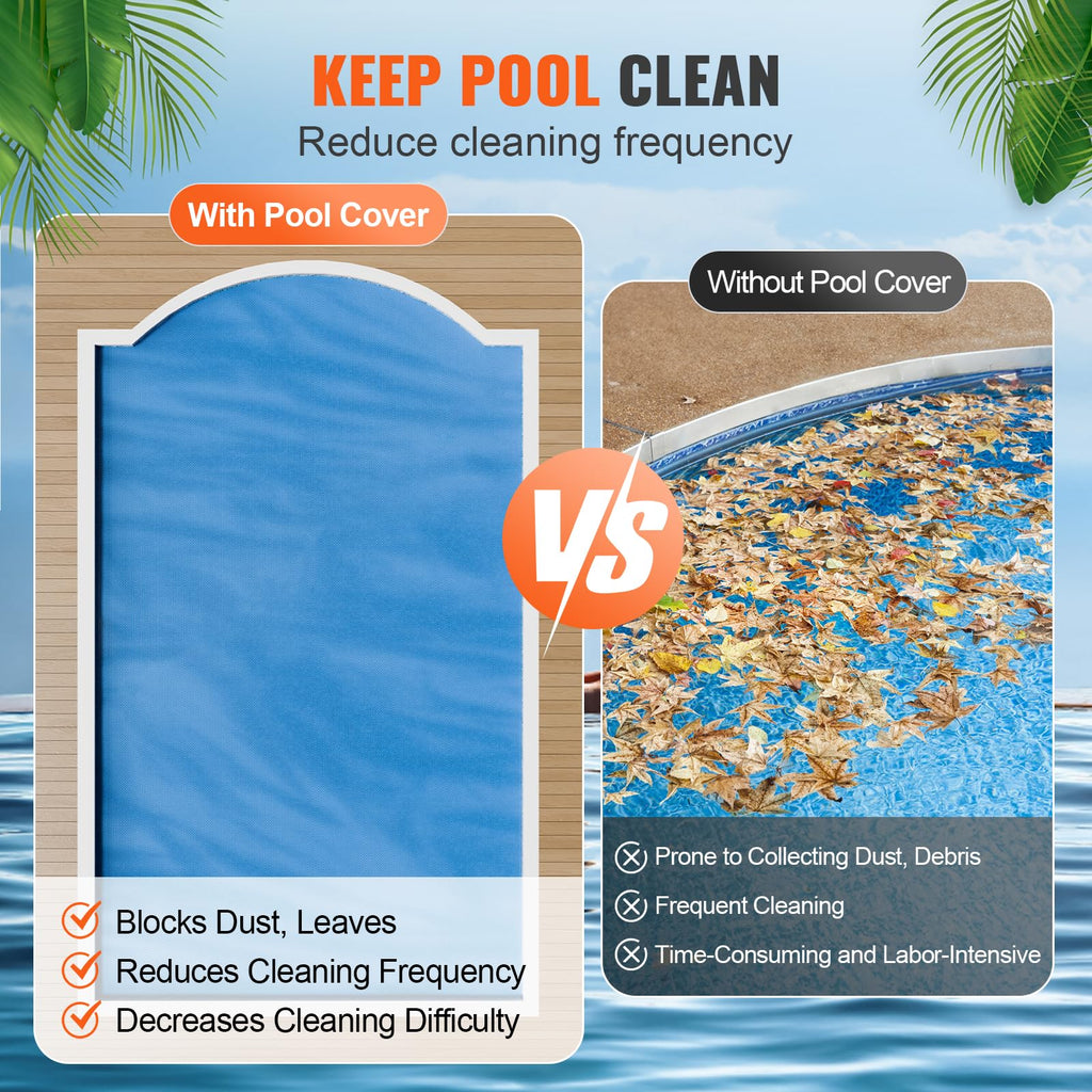 VEVOR Solar Pool Cover, 32 x 16 ft Rectangle Solar Cover 12 mil for Pools, Inground Above Ground Swimming Pool Solar Blanket with Bubble, Heat Retaining Solar Covers Blue