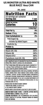 Monster Energy Ultra Red White & Blue Razz, Sugar Free Energy Drink, 16 Ounce (Pack of 15)