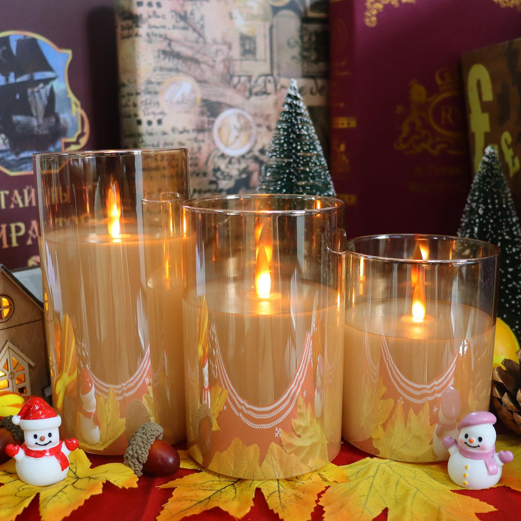 200 Hours Glass Rechargeable Flickering Flameless Candles with Remote3