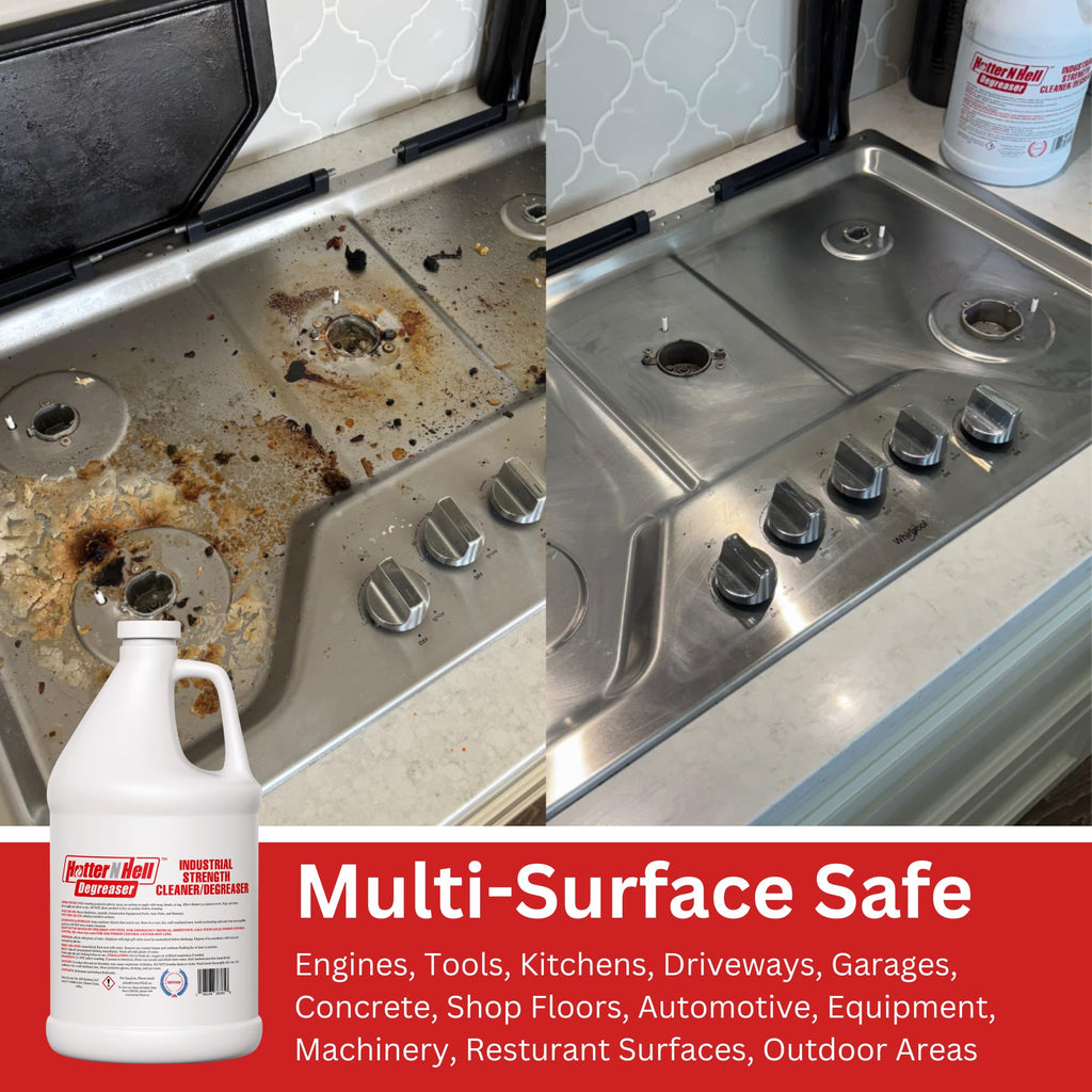 Hotter N Hell - Industrial-Grade Degreaser - 1-Gallon (Ready-to-Use Formula) for Equipment, Parts, Concrete, Driveways, Shop Floors, and Automotive
