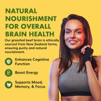 Primal Being Grassfed Beef Brain, Supports Memory, Mood, Focus, Energy, Cognitive Health - 90 Capsules, 1500mg per Serving