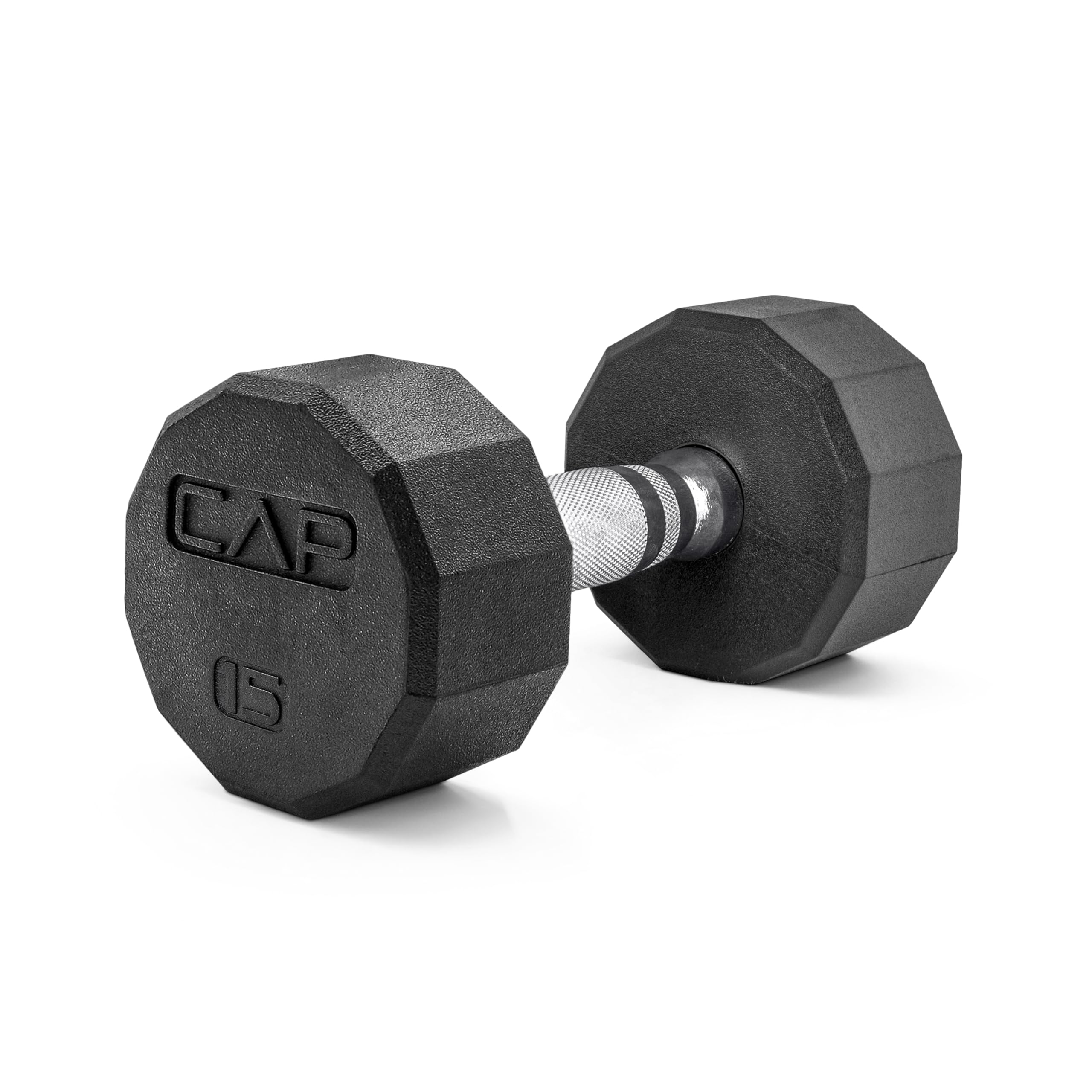 CAP Barbell unisex adult 12-Sided Series 12 Sided Coated Dumbbell, Black, 15-Pound US