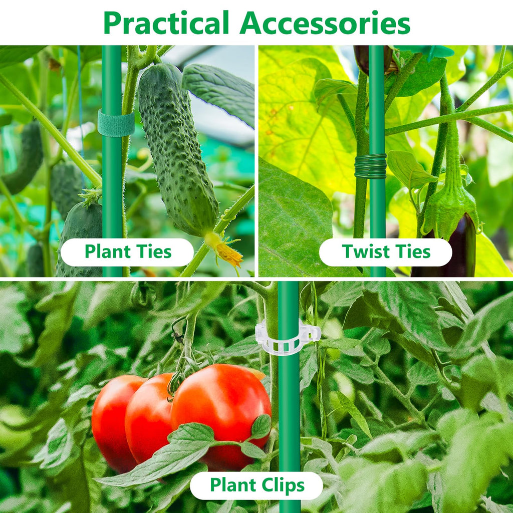 Lezmarket 80 Pack Garden Stakes(16" Each), Plant Support Stakes, DIY 4ft 5ft 6ft 7ft Sturdy Fiberglass Plant Sticks Support Garden Trellis for Growing Climbing Tomato Vegetables Flowers