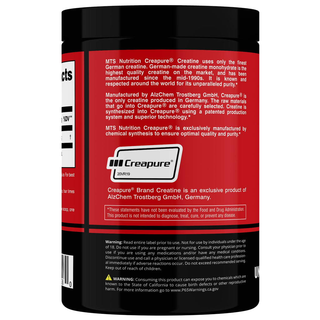 MTS Nutrition Creapure Creatine Powder - Muscle Growth & Recovery Supplement - 80 Servings Unflavored