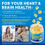 Vegan Omega-3 Gummies 1000mg +CoQ10+Magnesium- EPA 600mg DHA 400mg, Fish Oil Omega 3 Supplements Alternative for Women Men Adults, Liposomal, Algae, Plant Sterols, Garlic,B6,B9, B12, Sugar Free, 2Pack