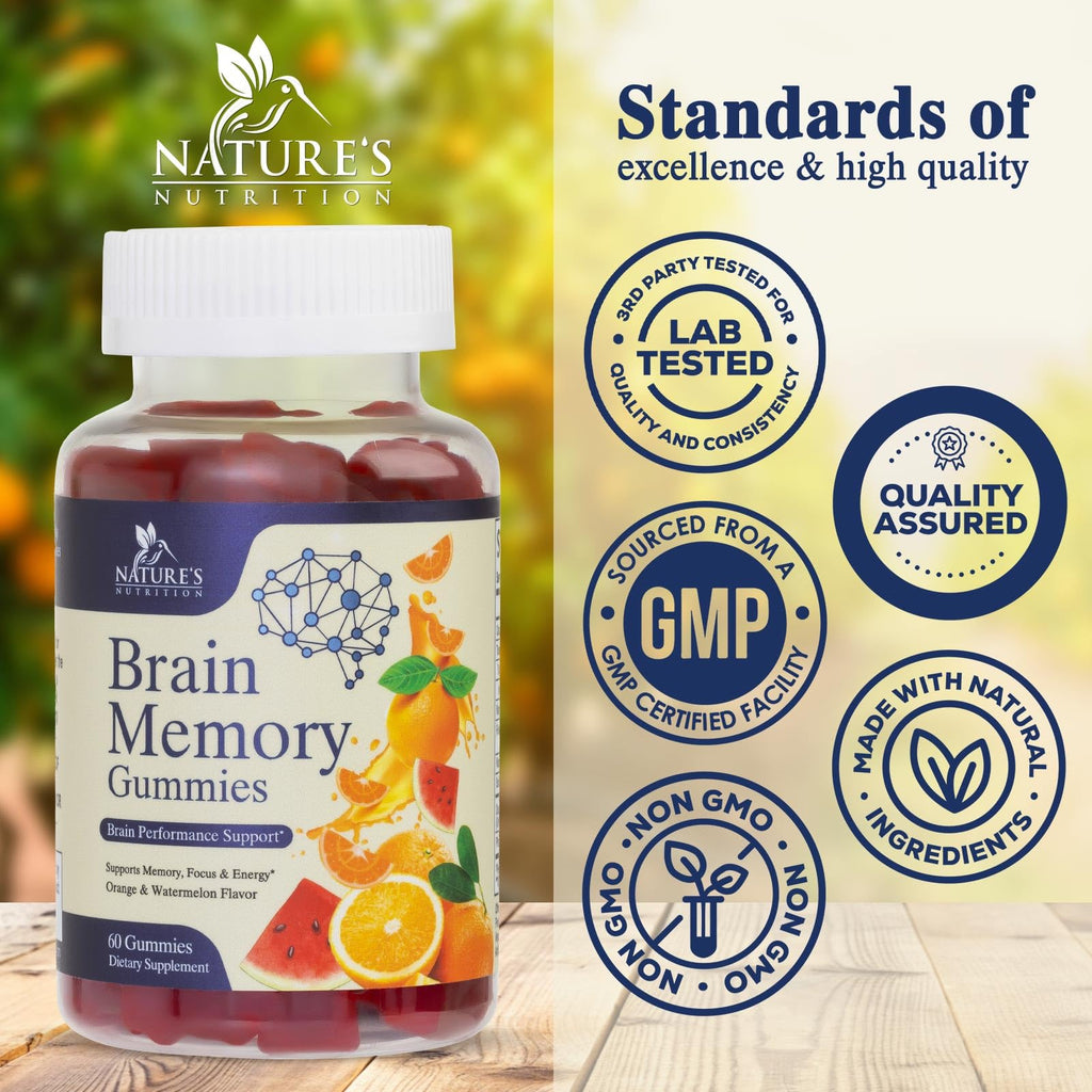 Brain Supplements Gummies - 3X Strength Brain Gummy Vitamin Plus Nootropics For Memory, Focus, Concentration - Phosphatidylserine, B6, B12 & Nootropic, Clarity Support Supplement - 60 Gummies