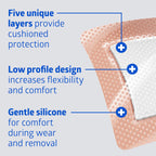 Optifoam Gentle EX Silicone-Faced Bordered Foam Dressing, 3" x 3", 10 Count