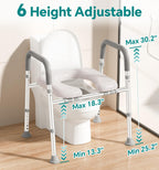 Soundfuse Toilet Seat Risers for Seniors, Raised Toilet Seat with Handles, Adjustable Height & Width, Cozy Padded 400lb Elevated Toilet Seat, Fit Any Toilet