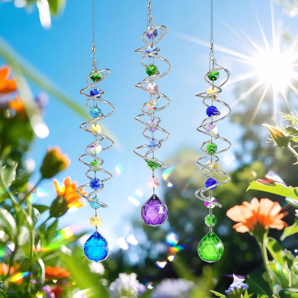 5 Pack Crystal Suncatcher Gazing Ball Spiral Wind Spinner Garden Decor