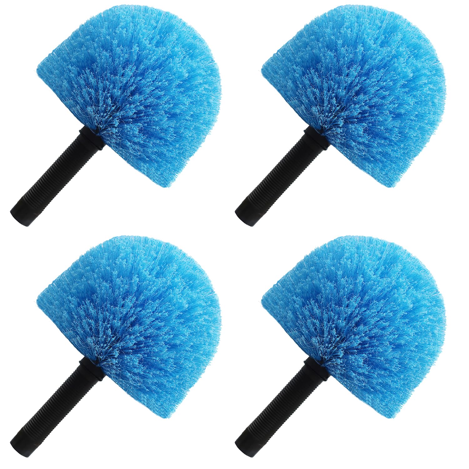 4 Pack Cobweb Duster Head Brush-Twist-On Spider Web Brush for Outdoor & Indoor Web Cleaning // Fits Standard Acme Threaded Poles // Cobweb Duster Brush Head Only-Blue