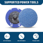 Benchmark Abrasives 2 Inch Sanding Discs Quick Change Zirconia - Male R Type Backing Drill & Die Grinder Sanding Disc for Deburring Polishing Rust Remover for Metal Paint Stripper (25 Pack), Mix Grit