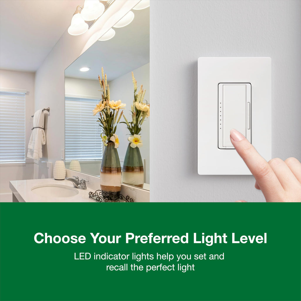 Lutron Maestro LED+ Dimmer Switch for Dimmable LED, Halogen and Incandescent Bulbs, 150W/Single-Pole or Multi-Location, MACL-153M-WH, White