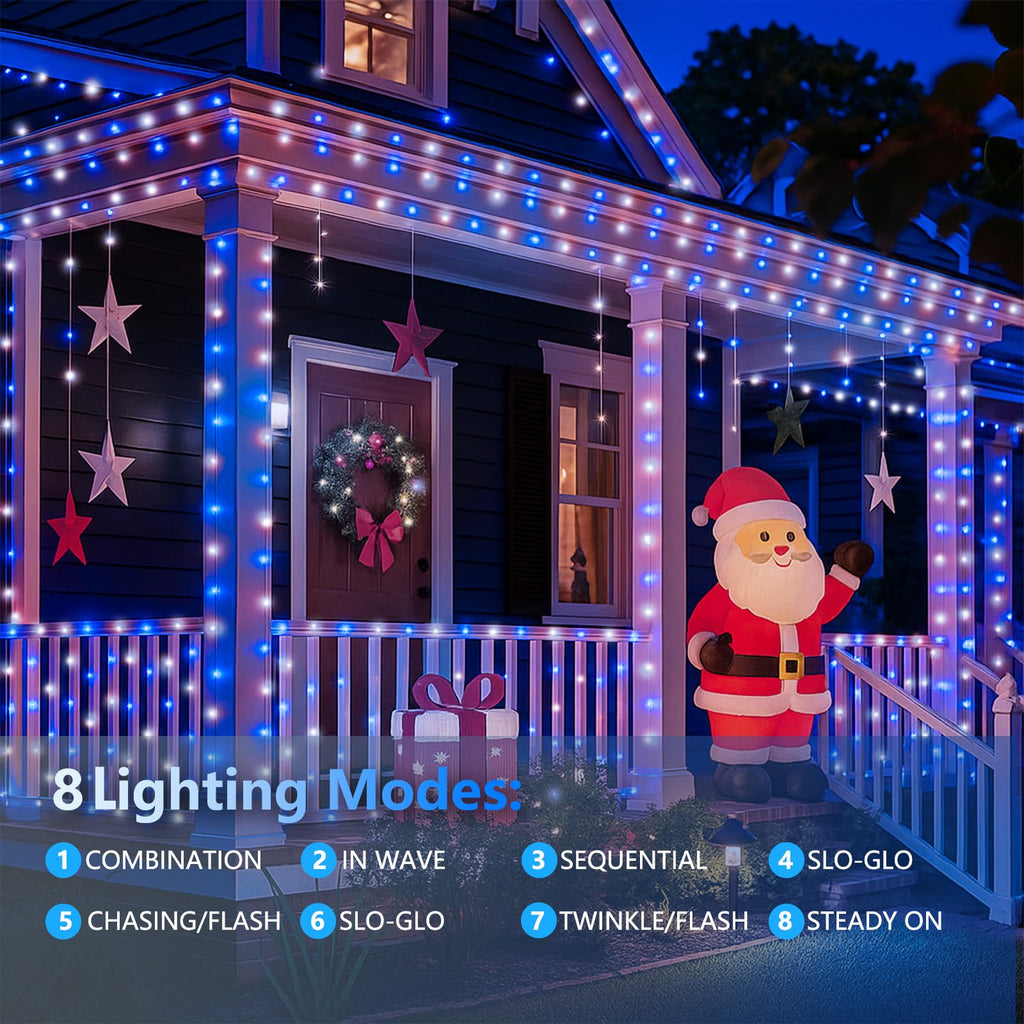 Extra-Long 144FT Solar String Lights for Outside, 2 Pack 400LED Solar Fairy Lights Outdoor Waterproof, Copper Wire with 8 Modes Solar Powered Twinkle Lights for Tree Party Xmas Decor (Blue and White)
