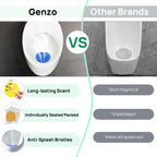 GENZO 50 Pack Urinal Screen Deodorizer, Anti-Splash & Long-Lasting Fragrance Urinal Cakes with Gloves, 17 Yellow, 17 Orange and 16 Blue Urinal Pads Fits to All Toilets