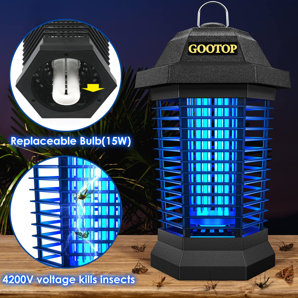 GOOTOP Remote Control Insect Zapper Outdoor Mosquito Zapper Fly Traps Fly Zapper Mosquito Killer 3 Pin Plug 90-130V ABS Plastic External