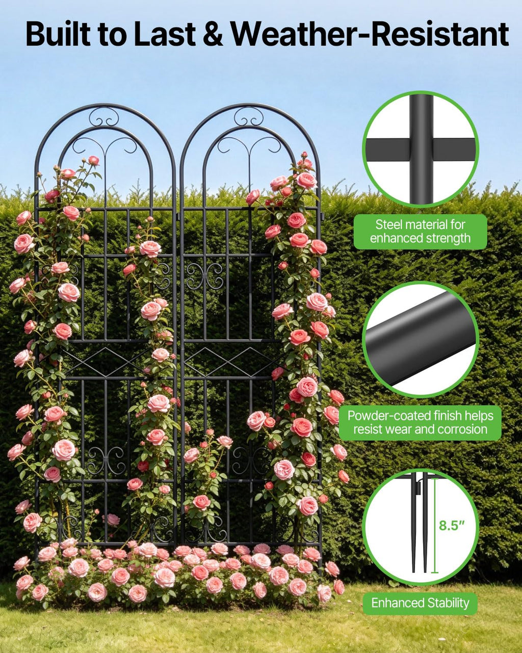 Suteck Garden Trellis for Climbing Plants Outdoor, 71” H x 20” W, 2 Pack