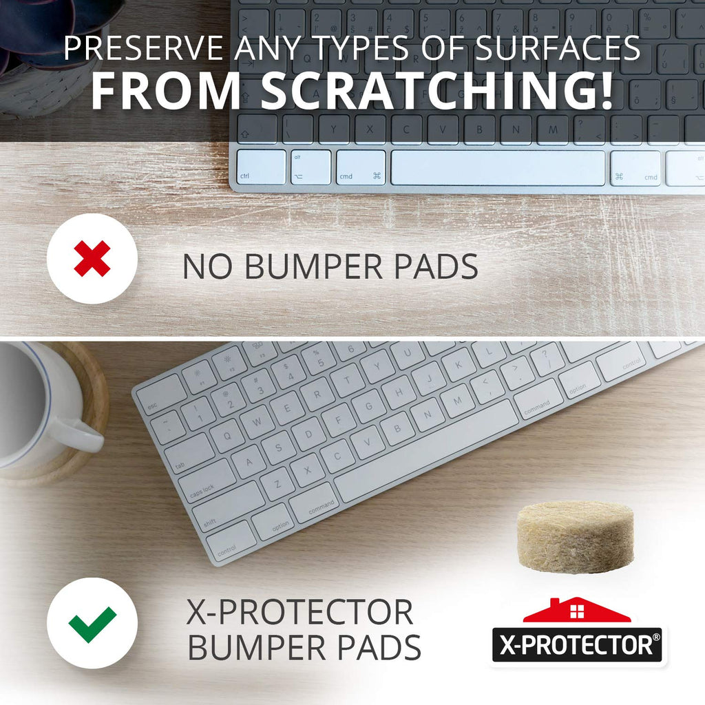 Cabinet Door Bumpers X-Protector 100 PCS – Small Felt Pads 3/8” (Beige)