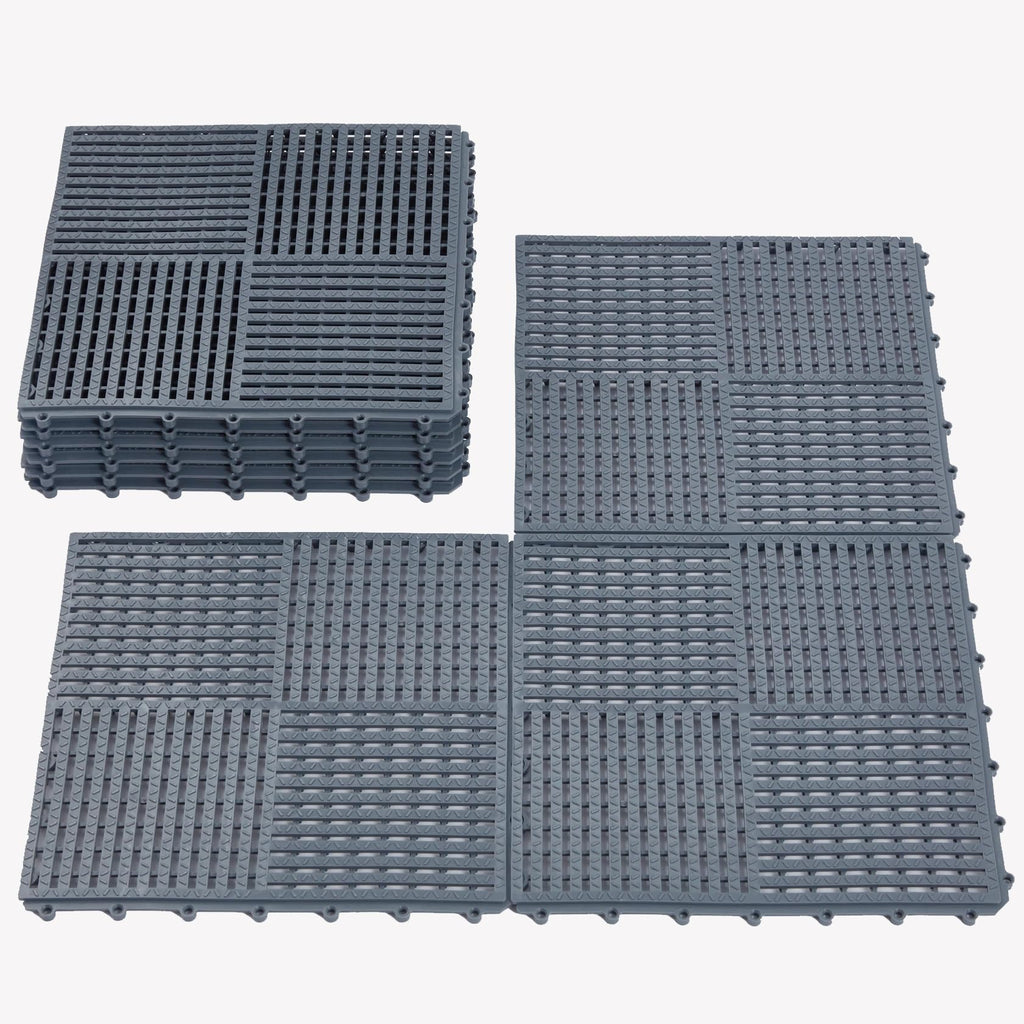 wiiiw 9 Pack Modular Interlocking Tiles Double Non-Slip 12"x12" Dark Gray