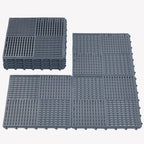 wiiiw 9 Pack Modular Interlocking Tiles Double Non-Slip 12"x12" Dark Gray