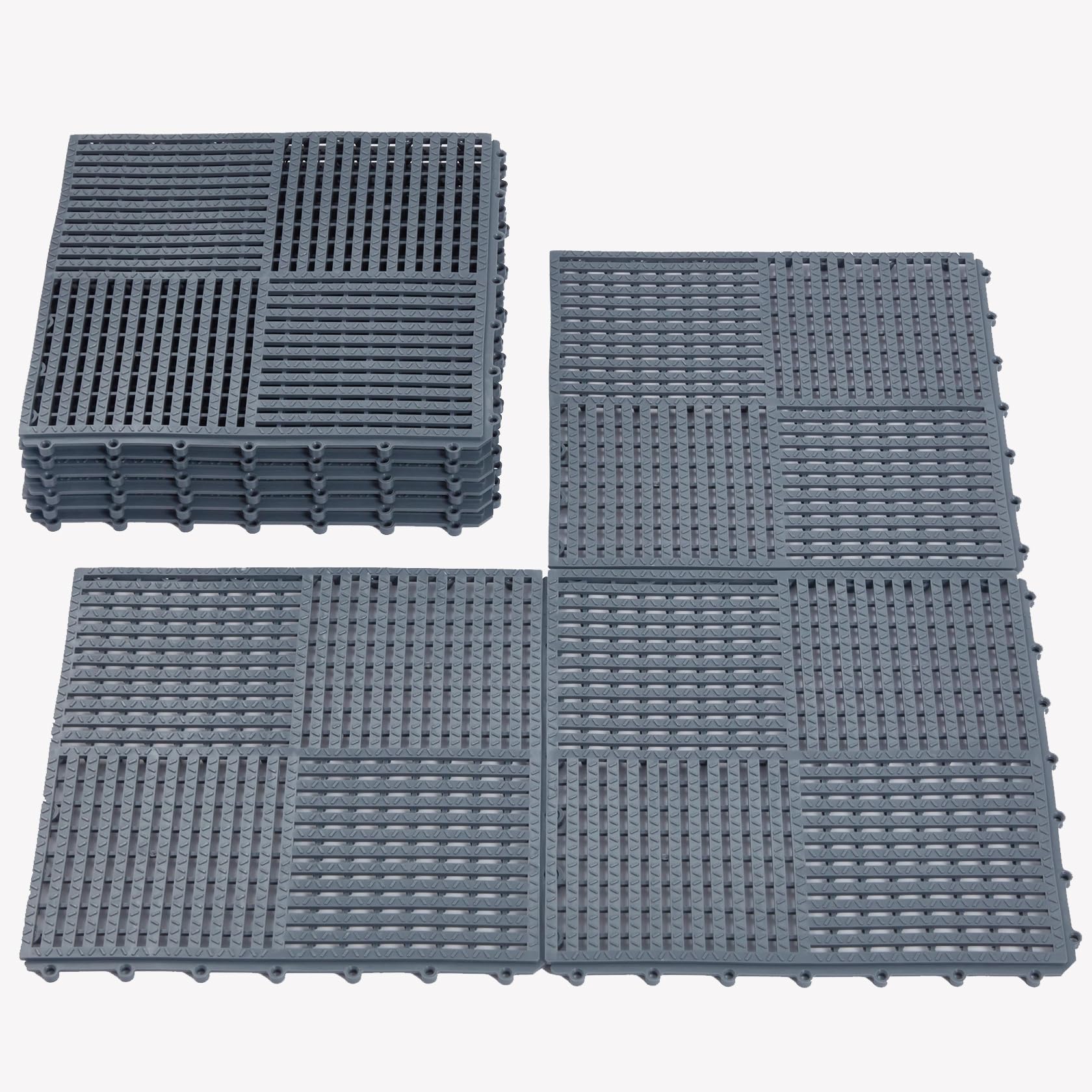 wiiiw 9 Pack Modular Interlocking Tiles Double Non-Slip 12"x12" Dark Gray