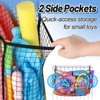 Large Pool Float Toy Storage Net - 59 x11.8x33.5in Durable Mesh Net Organizer for Fence with Straps, Poolside Fence Toys Holder for Inflatable Rafts Pool Noodles Balls Swimming Ring
