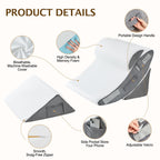 Bed Wedge Pillow, 4PC Adjustable Memory Foam Triangle Wedge Pillow Set For After Surgery, Pillow Wedge For Sleep Apnea, Back Pain Relief, Acid Reflux Relief, Orthopedic Pillow Wedge For Sleeping, Grey