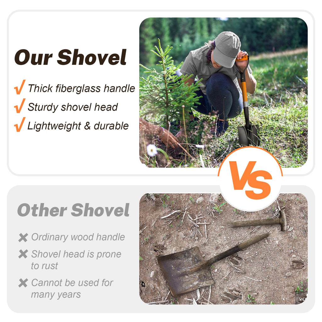 Small Garden Shovel Mini Kids Digging Shovel with Overall Length 28 inches Shovel for Digging, Beach Shovels. Gardening Tools with D-Handel
