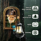 ZioWio Garden Gnome Statue, Tree Faces Decor Outdoor with Solar Lantern