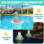 PRAXXIS Solar Chlorine Floater,Buddha Statue Pool Chlorine Floater with Solar Light, Adjustable Floating Chlorine Dispenser for Pool, Collapsible Chlorine Floater, Chlorine Floater for Hot Tub(White)