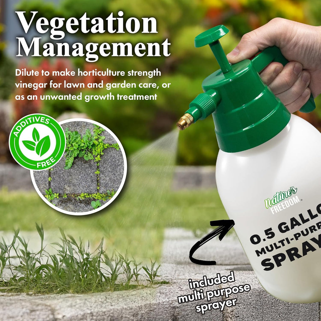 Nature's Freedom 45% Concentrated Vinegar, NSF Certified, 1 Gallon with Garden Pump Sprayer
