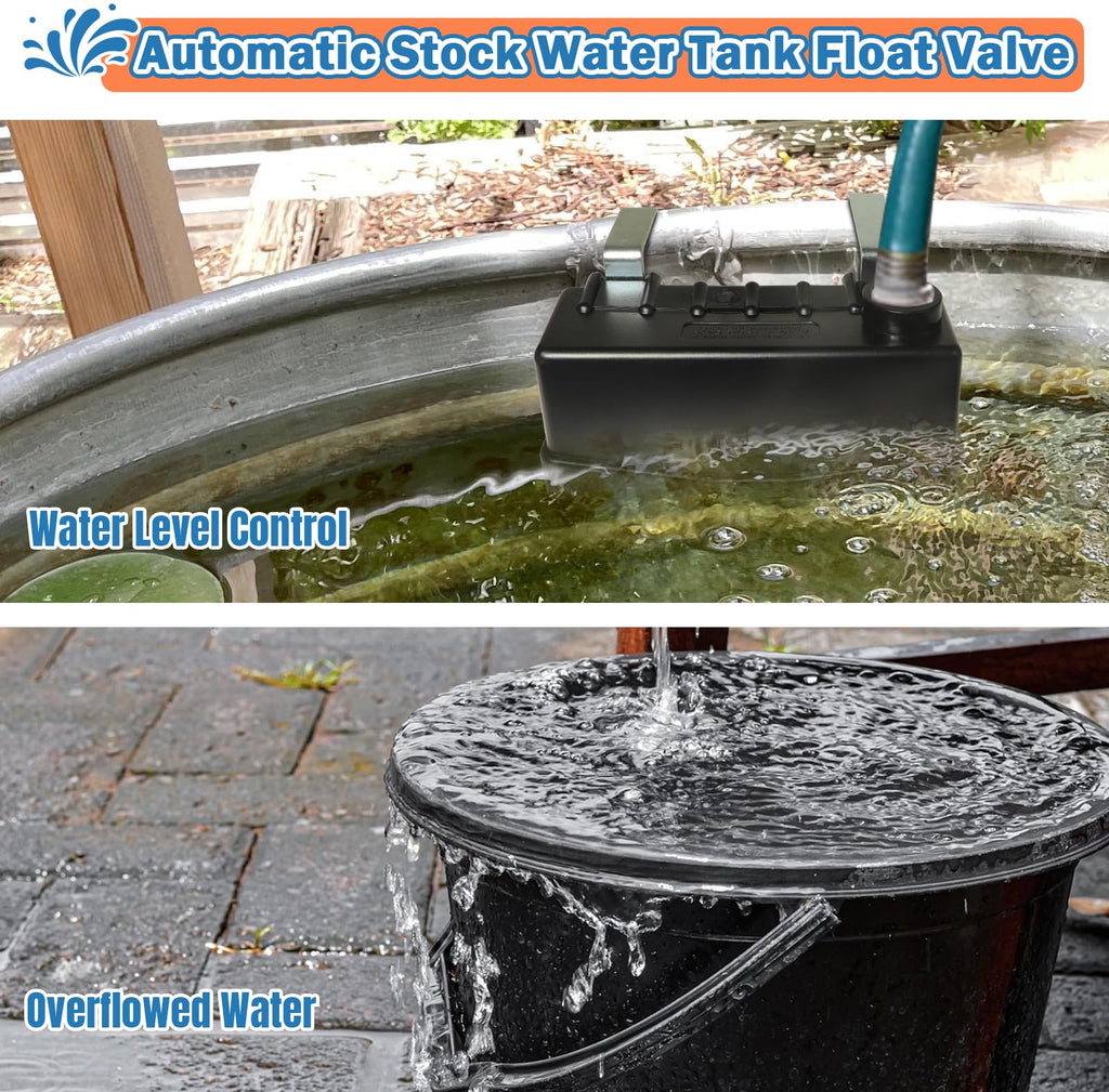 Water Trough Float Valve Livestock Stock Tank Float Valve for Water Tank of Pond Farm Livestock Cattle Goat Horse Pool,2PCS Automatic Control Waterer Level